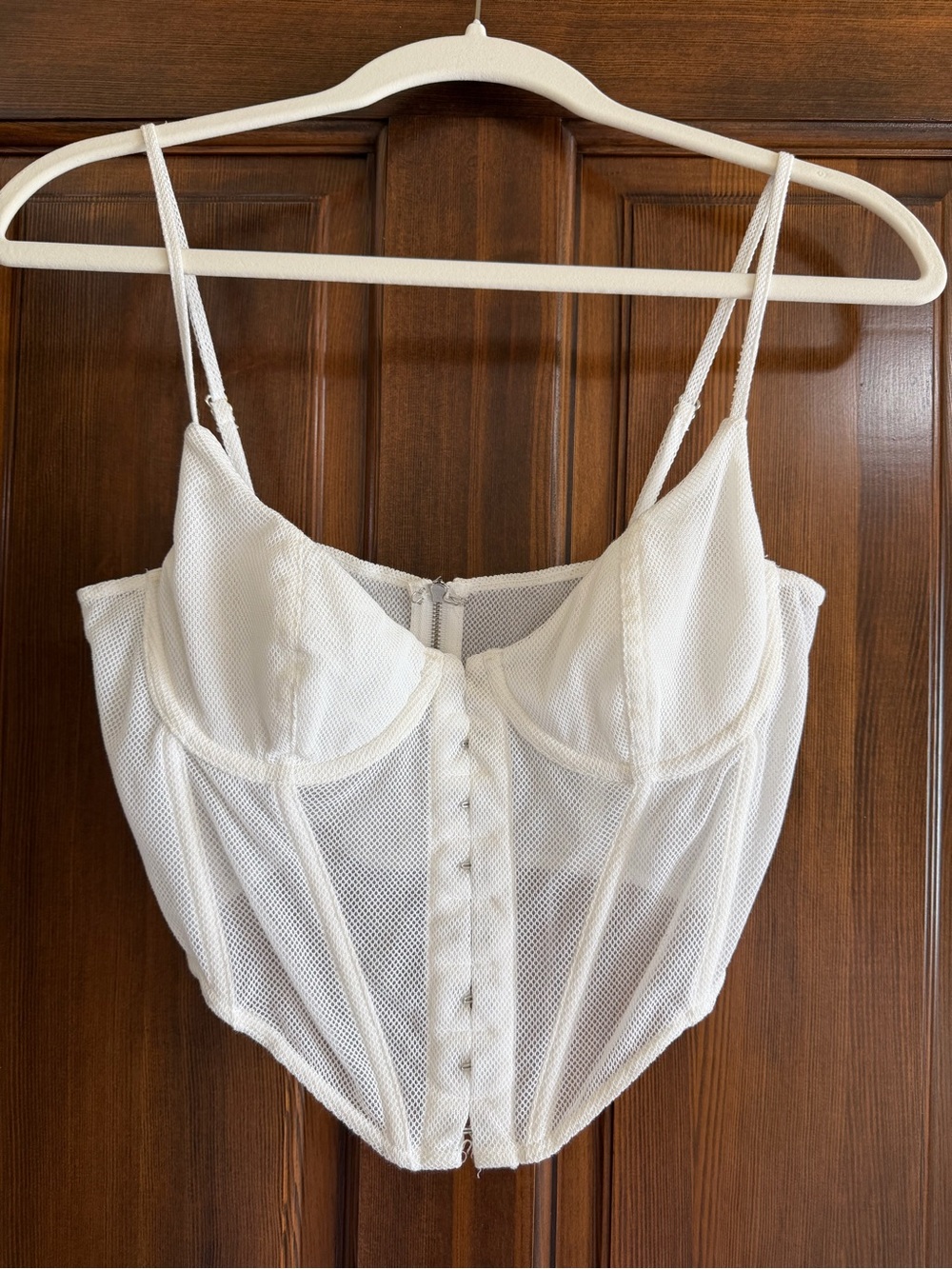 White Fox Boutique Ivory White Mesh Underwire Bustier Corset Top